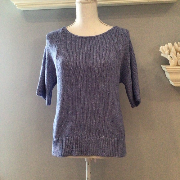 NWT Chico's Textured Shine Roz pullover sweater in Kyanite Blue size 1 ( 8-10) M - Picture 2 of 6